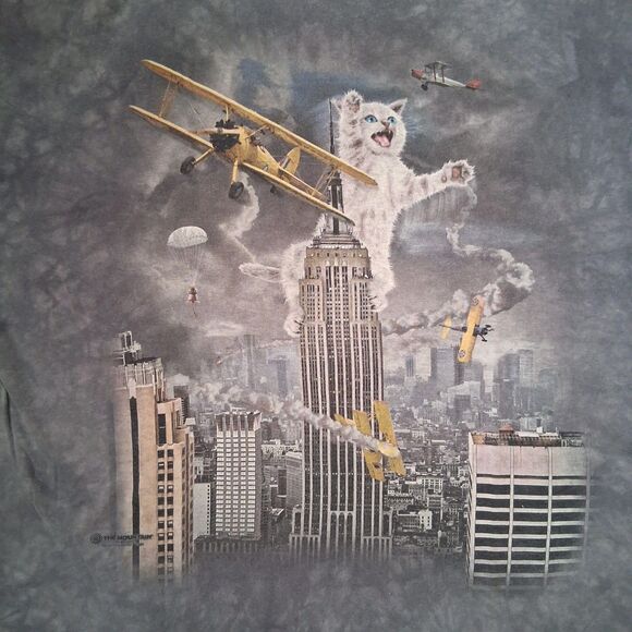 The Mountain King Kitten Cat Gray Tie-Dye Shirt 2XL Kong Catzilla City Attack - Picture 2 of 6